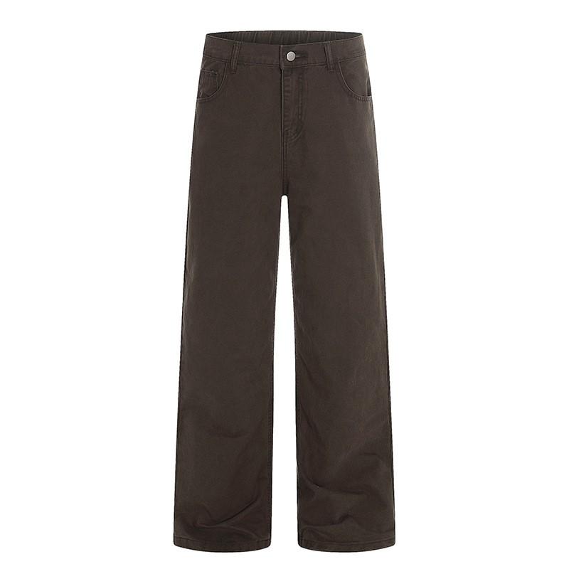 Unisex Cotton Straight Leg Casual Pants In Earth Tones Vintage Style Wear