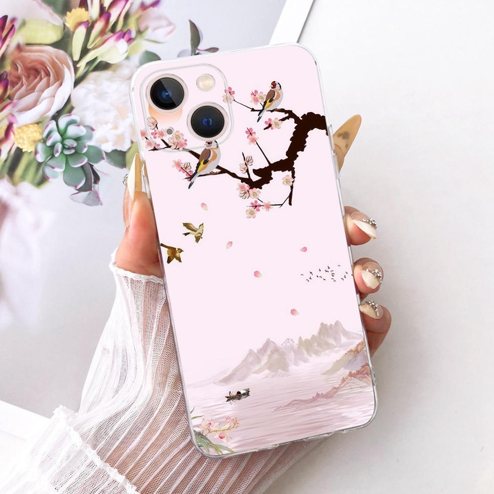 Transparent For iPhone 13 Case Cover Cute Cat Fashion Butterfly Funny Painted Casing A2633 A2482 A2631 A2634 A2635