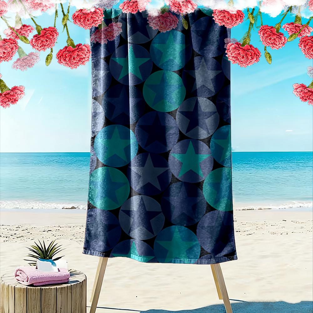 Star Pattern Blue and Green Design Beach towel quick-drying for travel outdoor sports jogging beach and swimming