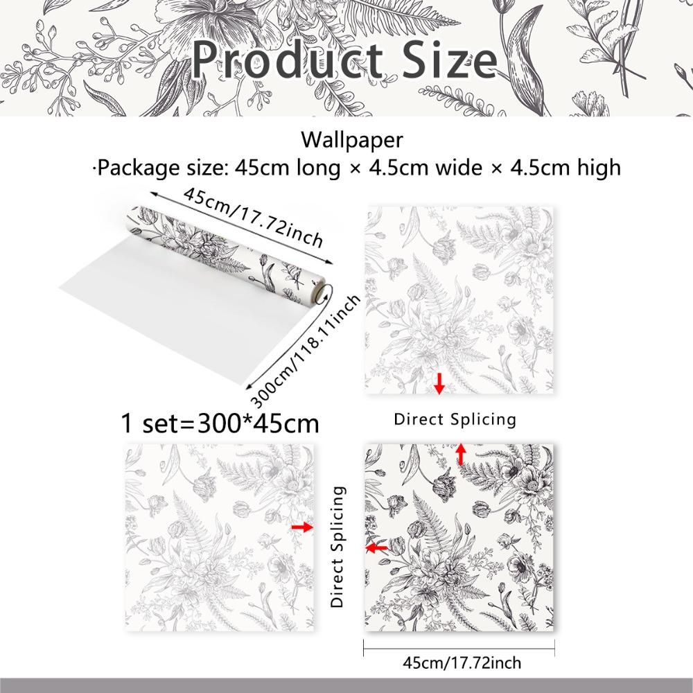 45x300см ПЭТ Самоклеящиеся обои с цветочным узором 'Вьющаяся лоза' для гостиной, спальни, домашнего декора, легкая DIY-поклейка