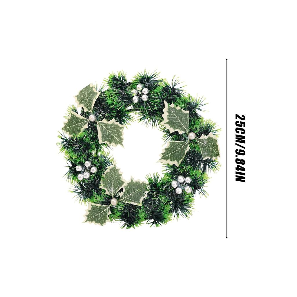 Artificial Flowers Red Berries Garland Christmas Wreath Plastic Front Door Hanging Xmas Party Decor for Home Wall Porch 25CM