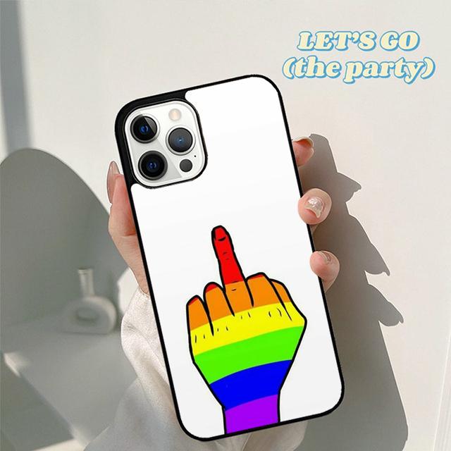 Autumu Rainbow Gay LGBT Finger Phone Case Cover for iPhone 17 Air 16 16e 15 12 11 13 14 Pro Max Apple Plus Coque