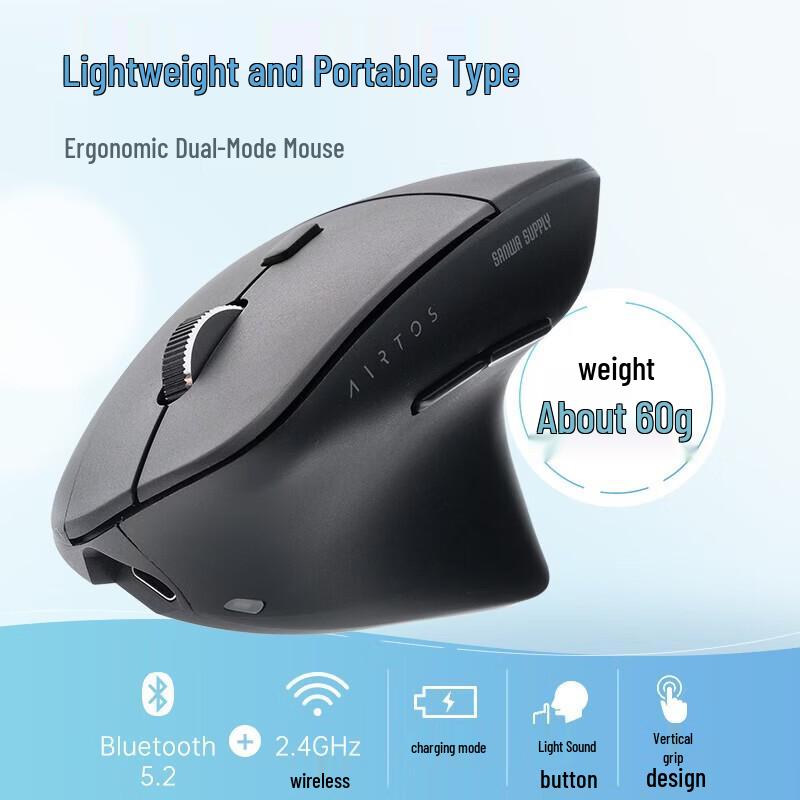 SANWA Ergonomic Lightweight Wireless Mouse