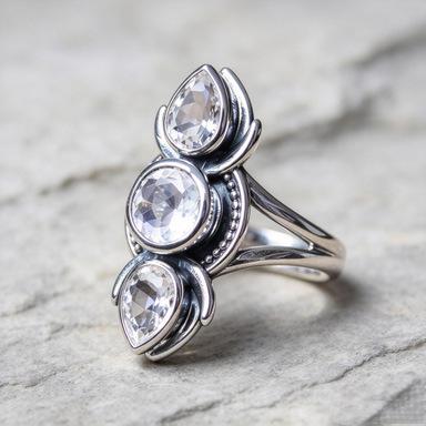European And American New Fashion Retro Bohemian White Zircon Inlaid Women's Ring
