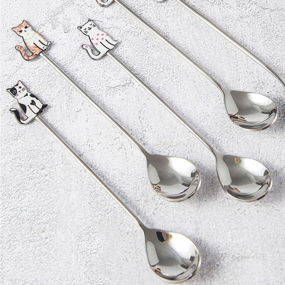 High-quality Cartoon Cat Spoon Japanese Korean Style Honey Stirring Spoon Cute Coffee Spoon