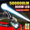 High Power LED Headlamp USB Rechargeable Headlight Super Bright Long Range 3500M Head Torch Light Fishing Hunting Lantern