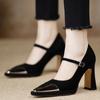 Fashion Ladies Shoes 2024 Hot Sale Basic Women's High Heels Classics Dress Pumps Women Pointed Toe Buckle Strap Chunky Heels Shoes Women