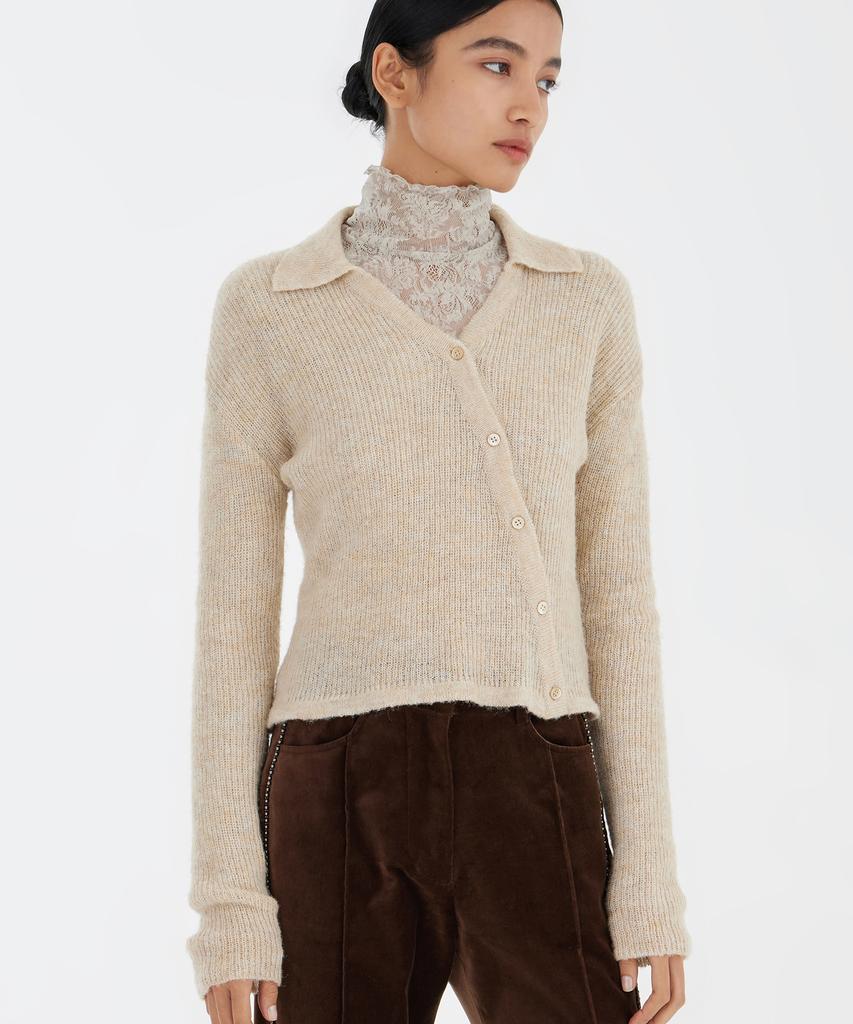 YOUTH Asymmetric Knit Shirt - Melange Ivory