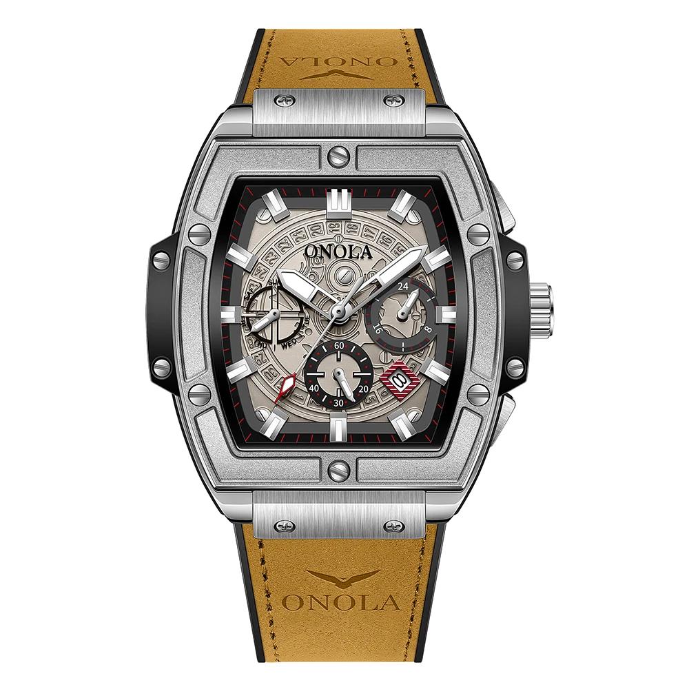 Новые часы для мужчин, модные деловые наручные часы, автоматические, повседневные, роскошные, водонепроницаемые, с кожаным ремешком, механические часы