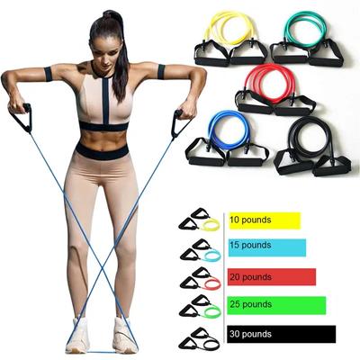 5 уровней эластичная лента для йоги, канат для тяги, эластичная лента для фитнеса, тренажерный зал, трубка с ручками для домашних тренировок, силовых тренировок