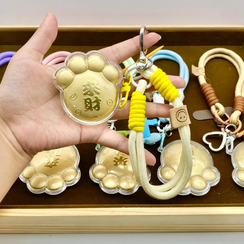 999 Pure Gold Lucky Cat Paw Phone Charm: Double-Sided Wealth-Attracting Omamori Cat Gift