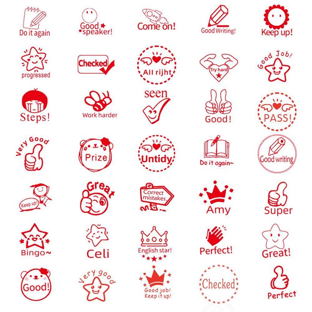 Toy Stamps Cartoon Stamps Kids Seal Teaching Stamp Encouragement Reward Seal Commentary Stamp