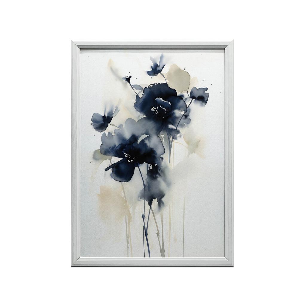 Ciemnoniebieskie Kwiaty Ciemnoniebieskie Kwiaty, 50X70 Cm, Bez Ramy, Płótno Premium Na Blejtramie