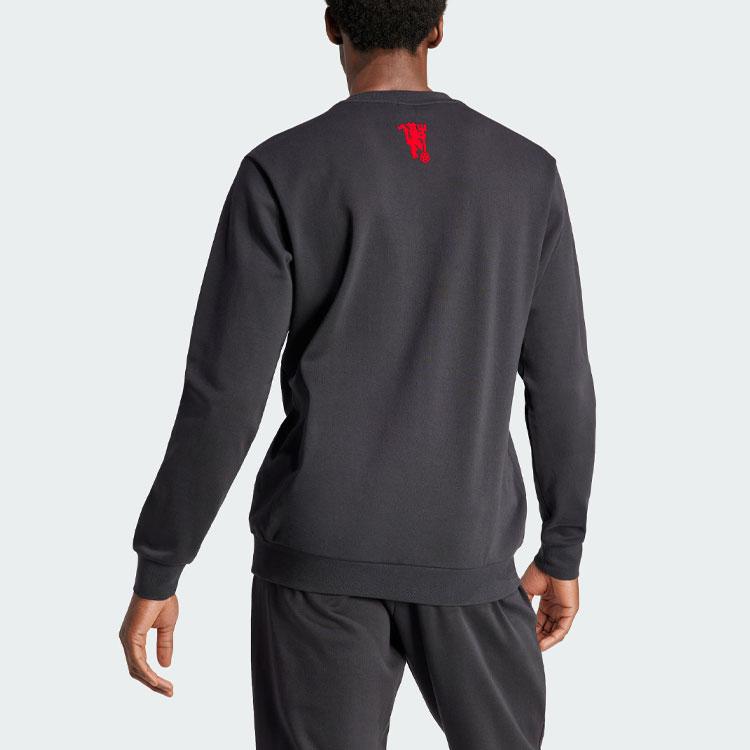 adidas FW23 Китайский Новый год Man Utd с вырезанным из бумаги логотипом с круглым вырезом, мужские топы, черный IP9184