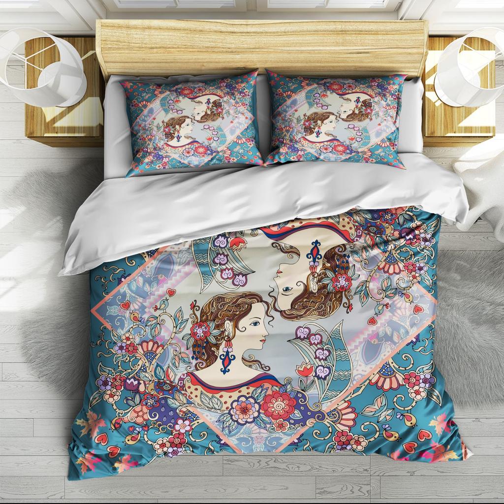 Комплект из трех предметов: пододеяльник с 3D цифровой печатью, простыня