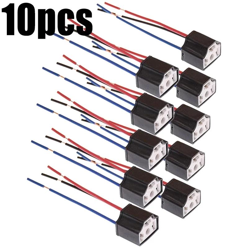 10/6/4/2pcs Car Bulb Lampholder 3-hole Ceramic H4 Wire Wiring Car Headlight Bulb Light Beam Socket Plug Auto Light Accessories