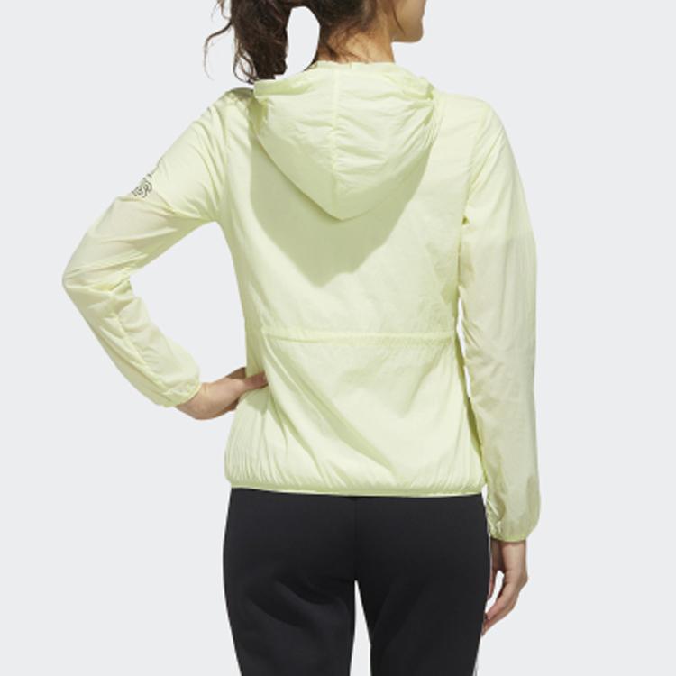 Adidas Ветровка со спинкой Signature Женская верхняя одежда Ярко-желтый флуоресцентный FT2885