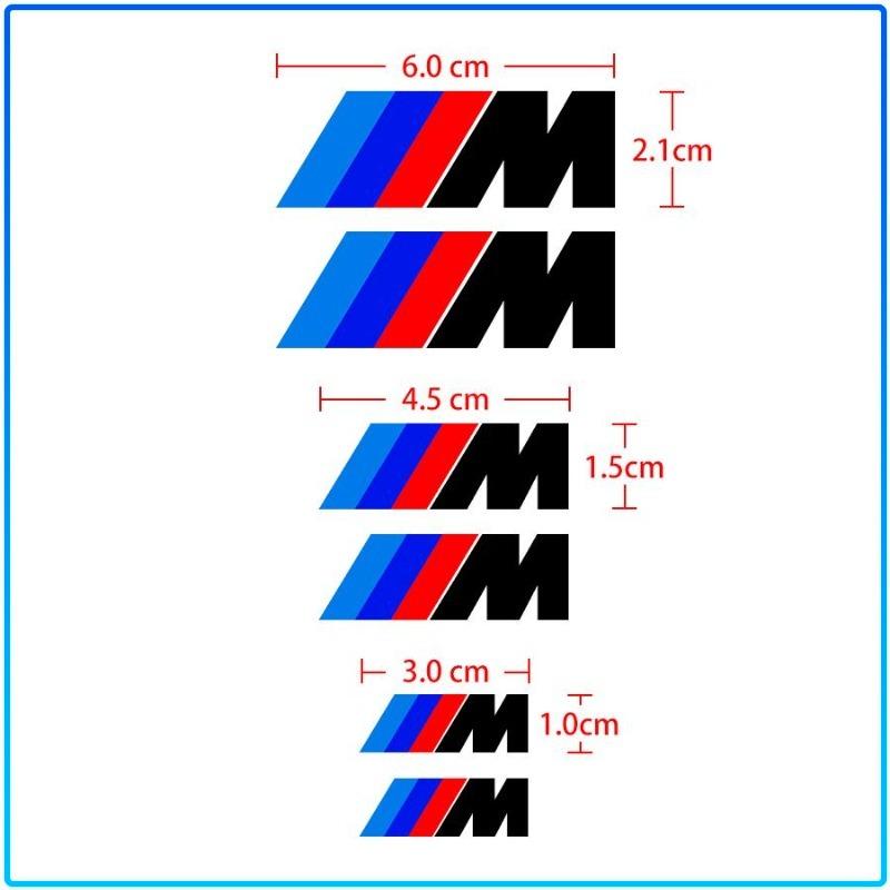 Для BMW M Performance 1 3 5 7 Серии M3 M4 M5 M6 X1 X3 X5 X6 X7 E30 E34 E36 6 шт./комплект 3D Стикеры на суппорты спортивных автомобилей Декоративная наклейка на ступицу колеса автомобиля
