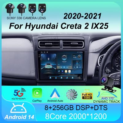 Автомобильное радио Android 14 Carplay для Hyundai Creta 2 IX25 2020 2021 Мультимедийный видеоплеер Навигация GPS Стерео Головное устройство Нет 2din