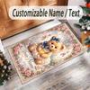 Teddy Bear Theme Crystal Velvet Rug Personalized Custom Name Text Soft Floor Mat Home Decor