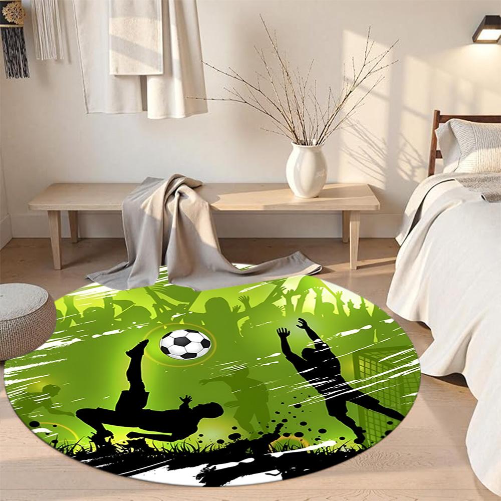 Football Round Carpet Suitable for Dormitory Hallway Living Rooms Outdoor Antislip Round Carpet Decorate Offices Perfect Gift for Women Men