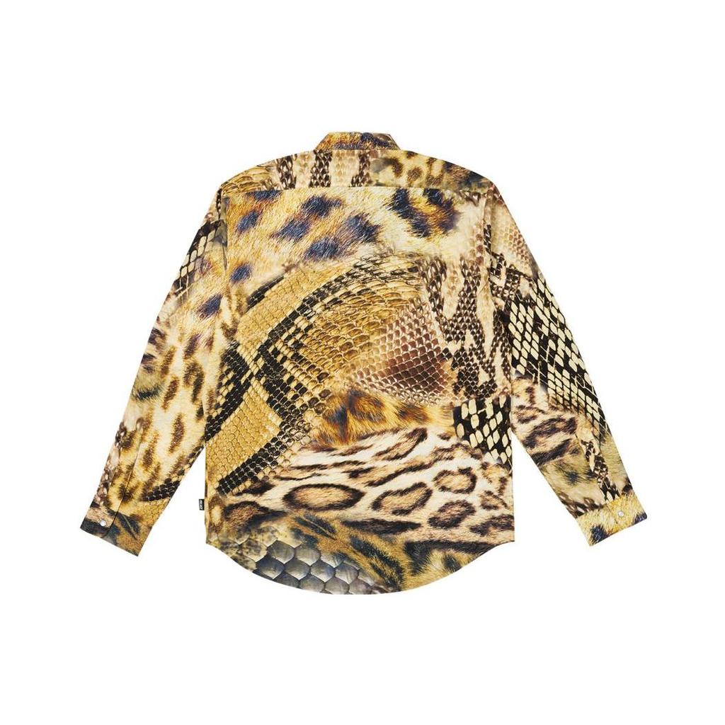 Palace FW23 Рубашка с длинным рукавом на пуговицах с животным принтом Топы унисекс Желтый P25SHT008