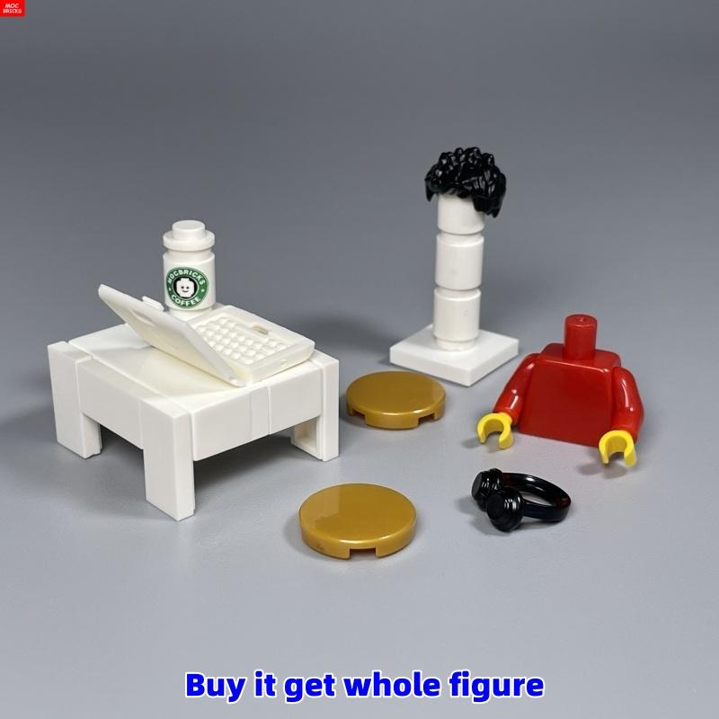 Нетоксичные Кубики Moc Блокнот Кофейная Чашка Офисная Сцена Фигурка 4 см Наушники Музыкальные Аксессуары DIY Образовательные Строительные Блоки Игрушки для Друзей