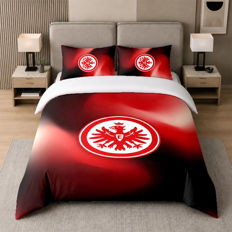 3Pcs Bedding SetEintracht Frankfurt Football Soft Bed Sheet and Two Pillowcases Home Bedroom Decor