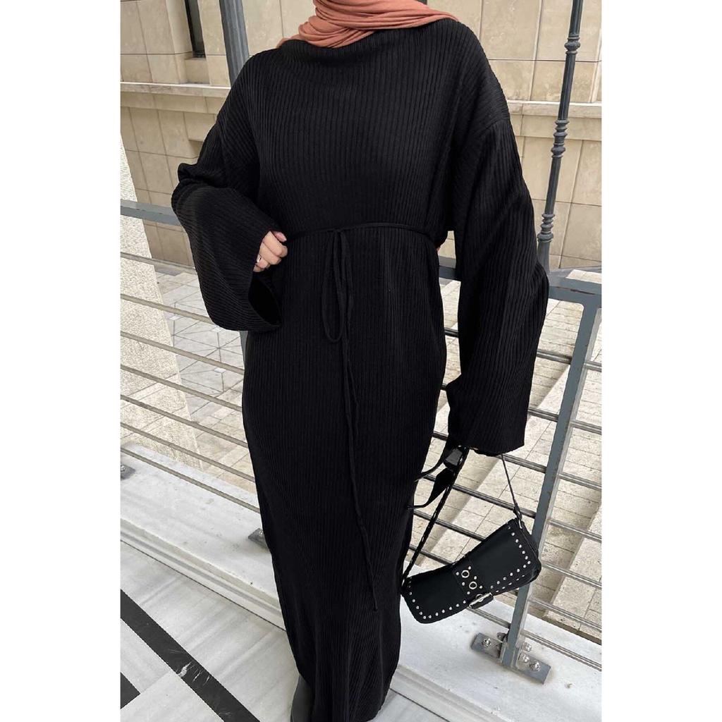 10numberamoda Женское длинное вязаное платье с рукавами «летучая мышь» бордово-красное