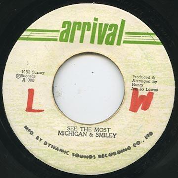 7-дюймовая пластинка MICHIGAN SMILEY See The Most A008 Прибытие 1982 Ямайка Регги Ска Даб Б/у