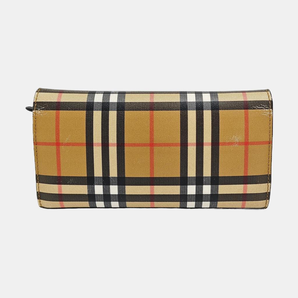 [Pre-Owned] Brown Coated Canvas Wallet With Gold Hardware - Very Good #5I7B25