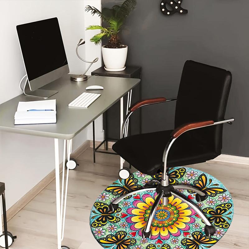 1pc Office Carpet Chair Mats Butterfly Mandala Artwork Perfect for Decorating Office Chairs, Living Rooms, Or Bedrooms.YDT256