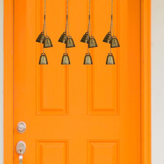 Iron Bell Chime with 3 Large Vintage Cow Bells On Rope Rustic Large Wall Hanging Decor Home Supplies