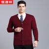 Hengyuanxiang Men's V-Neck Knit Cardigan Sweater