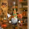 Faceless Gnome Wreath Halloween Wreath, Rattan Rustic Hanging Decoration Pumpkin Wall Ornament with Ghost for Front Door Holiday Party Decor Festive