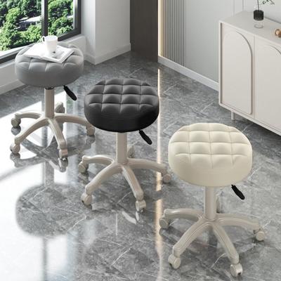 Перекатной стул на колесах из искусственной кожи с мягкой подушкой, регулируемый по высоте, без подлокотников и спинки, для черчения, работы, SPA-салона, бара, кафе