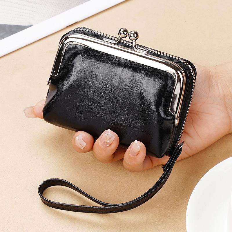 New Change Card Holder Cross-Border Supply Women Buckle Coin Purse 4-Inch Zip-up Clip Clutch