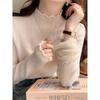 White Bottomed Shirt Women's New Autumn and Winter with Semi-turtleneck Sweater with Fungus Edge Knitted Sweater Top