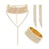 Fashion Set Necklace Soil Diamond Niche Geometric Tassel Earrings Bracelet Dinner Bag Four-piece Women's Set