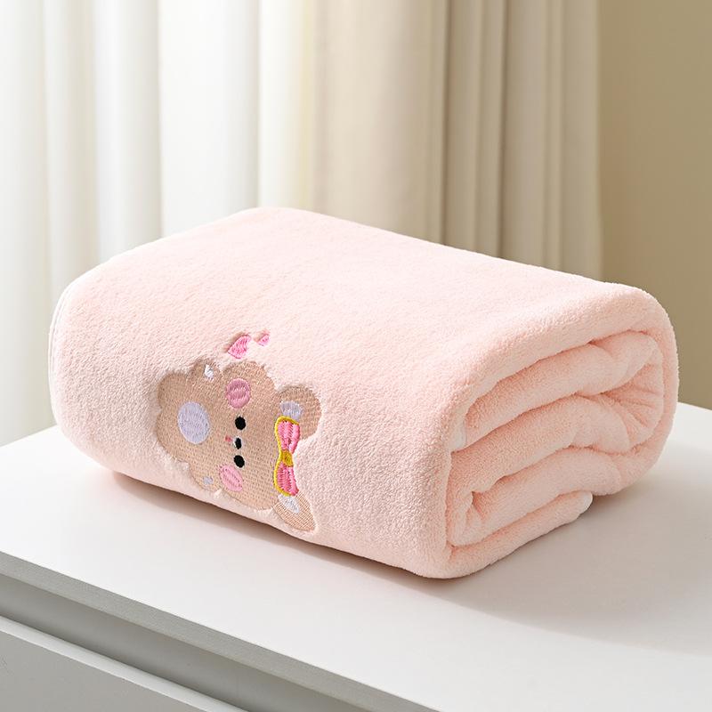 Printed Baby Bath Towel 43*41 Inches Absorbent Non-linting Lovely Embroidery Pattern Texture Light and Soft Feel Delicate