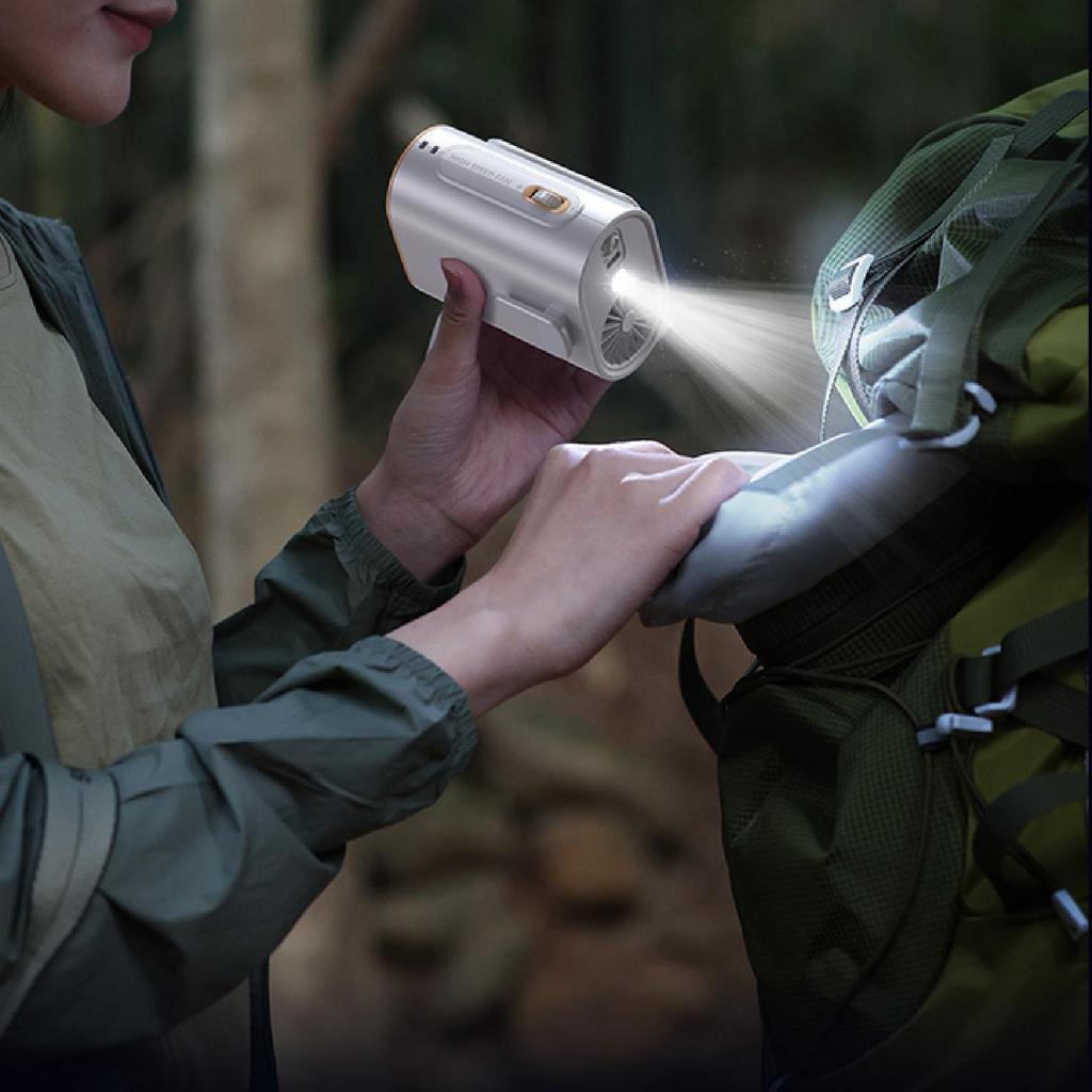 Портативный поясной вентилятор 100 скоростей регулируемый летний перезаряжаемый со светодиодным дисплеем и фонариком