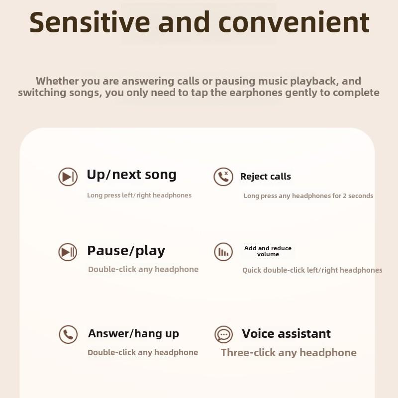 New Short-handle Bluetooth Earphones Wireless In-ear Ultra-long Endurance Earphones Reduce Noise