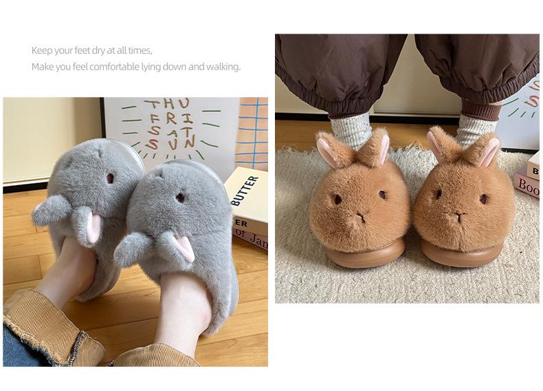 Authentic Little Rabbit Women's Winter Cotton Slippers - Cute, Plush, Warm, Soft-Sole Indoor Footwear