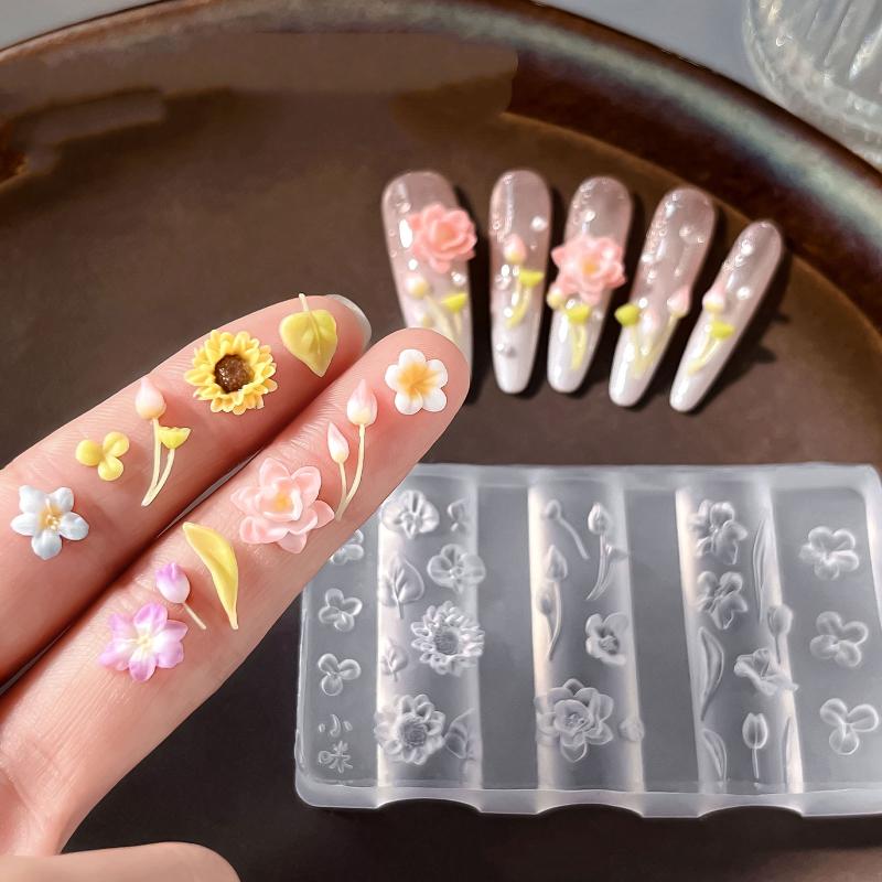 3D Silicone Flower Nail Mold Reusable Petal Template DIY Nail Art Decorations Manicure Tool