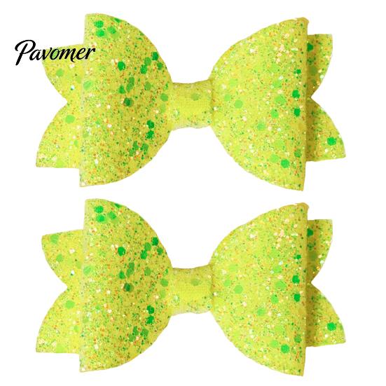 Блестящие Банты для Волос для Детей 2 шт. Однотонные Блестящие Банты-Зажимы для Девочек, Двухслойные Блестящие Милые Заколки для Волос Маленьких Девочек, Декоративные