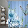 Blue Butterfly Floral Shower Curtain, Bathroom Decorative Shower Curtain, Waterproof Shower Curtain with Hooks