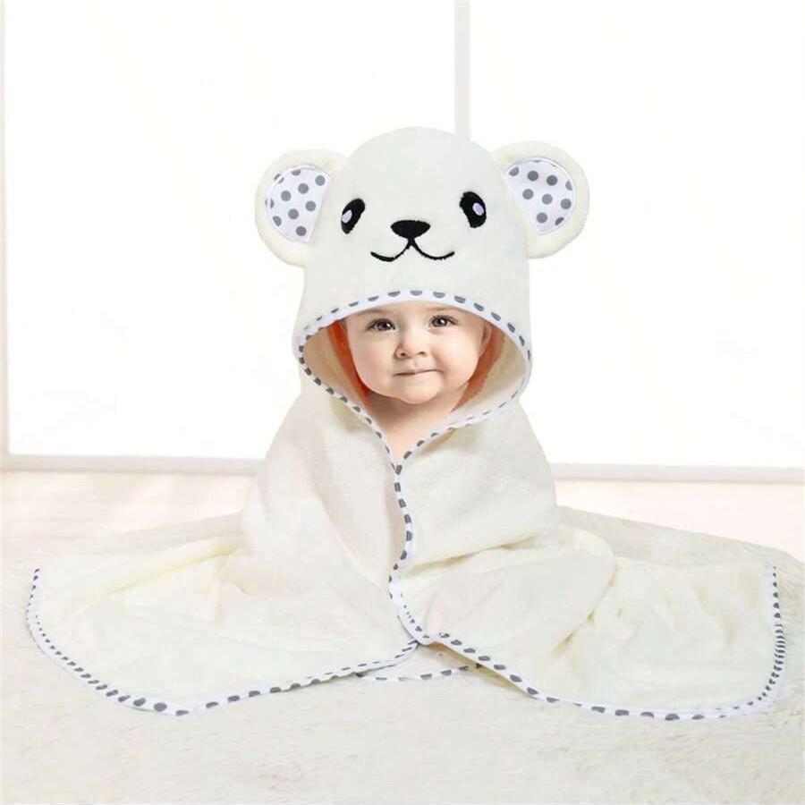 Newborn Cartoon Hooded Swaddle Blanket - Absorbent Coral Fleece for Spring & Autumn
