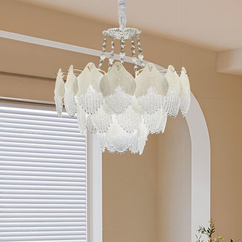 Французский Люксовый Стеклянный Подвесной Светильник Цветное Стеклянное Листовое Подвесное Освещение для Гостиной Столовой Спальни Домашний Декор Люстра