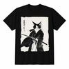 Samurai Cat T-Shirt Vintage Japanese Ukiyo-e Warrior Graphic Tee