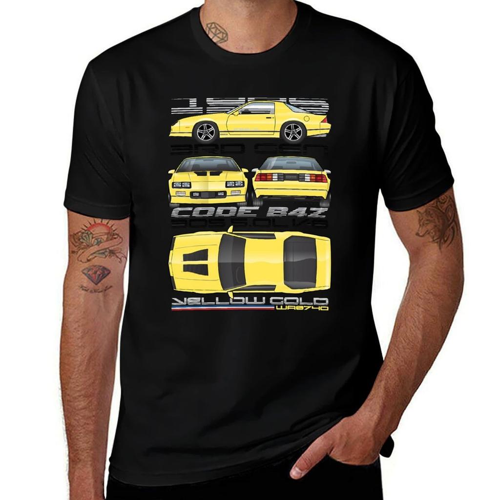 85 Gold Yellow Camaro Annual Tshirt Daily Wear Plain Short Sleeve Shirt